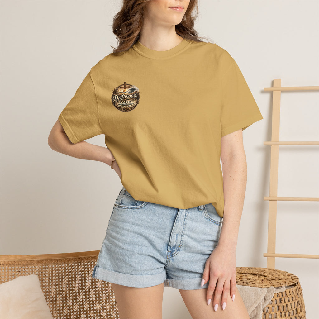 Driftwood Faith T‑Shirt — Nautical Christian Cross Beach Graphic Tee