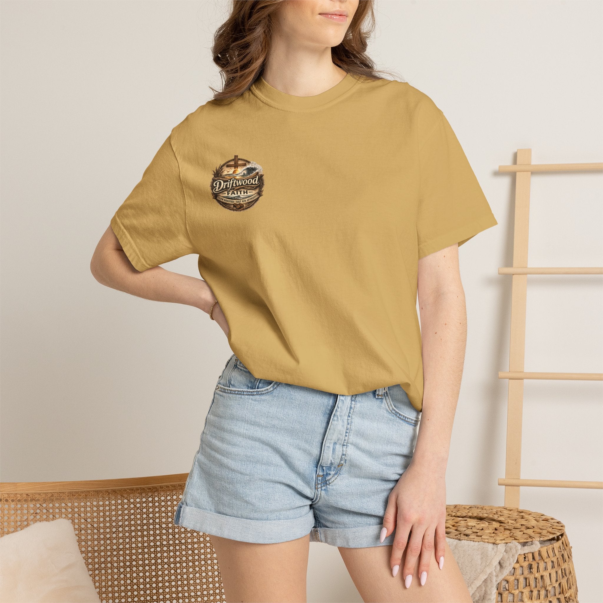 Driftwood Faith T‑Shirt — Nautical Christian Cross Beach Graphic Tee