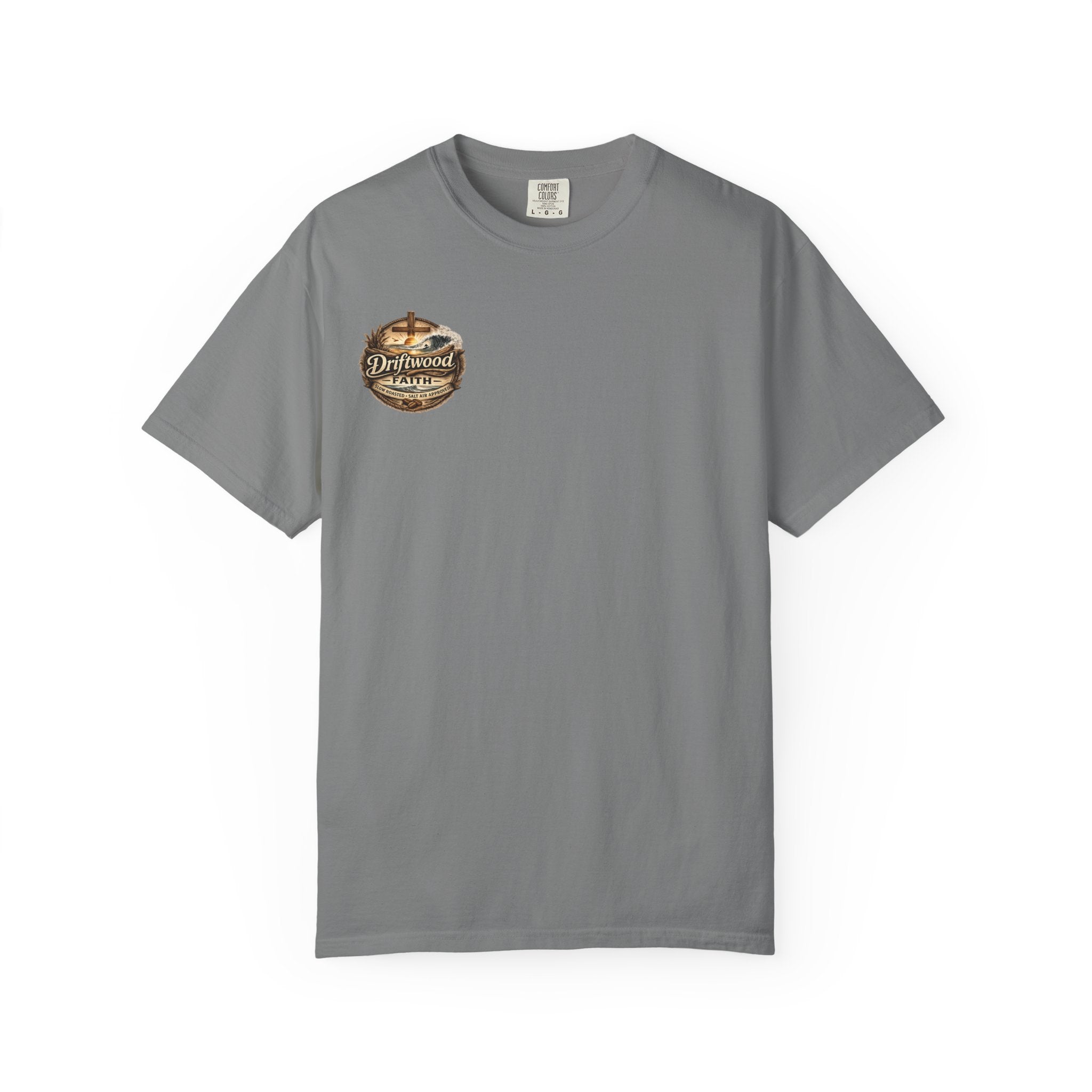 Driftwood Faith T‑Shirt — Nautical Christian Cross Beach Graphic Tee