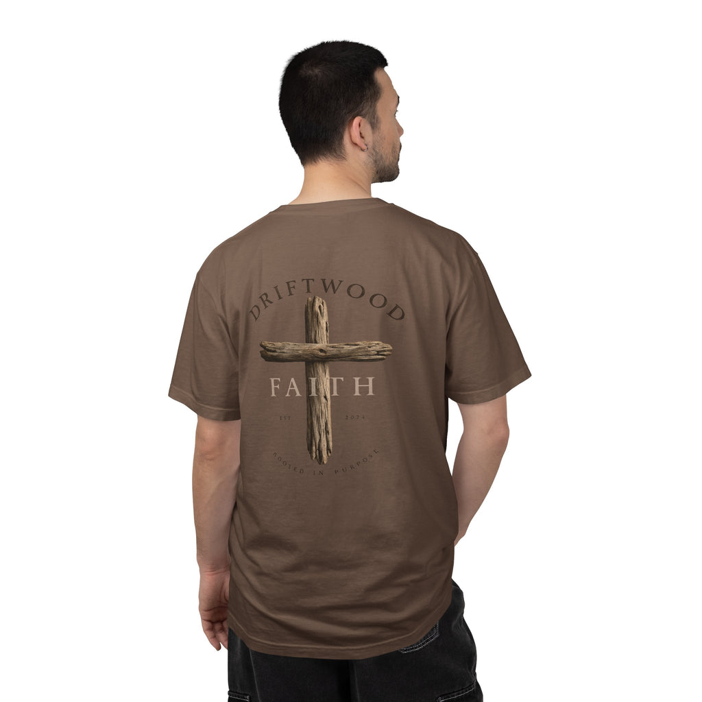 Driftwood Faith Cross T-Shirt — Rustic Christian Graphic Tee