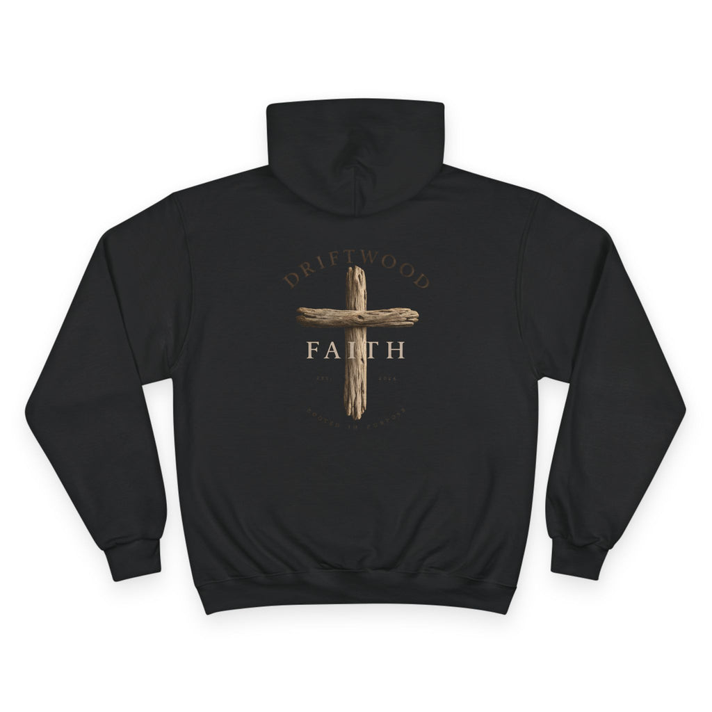 Driftwood Faith Hoodie — Rustic Cross Christian Champion Hoodie