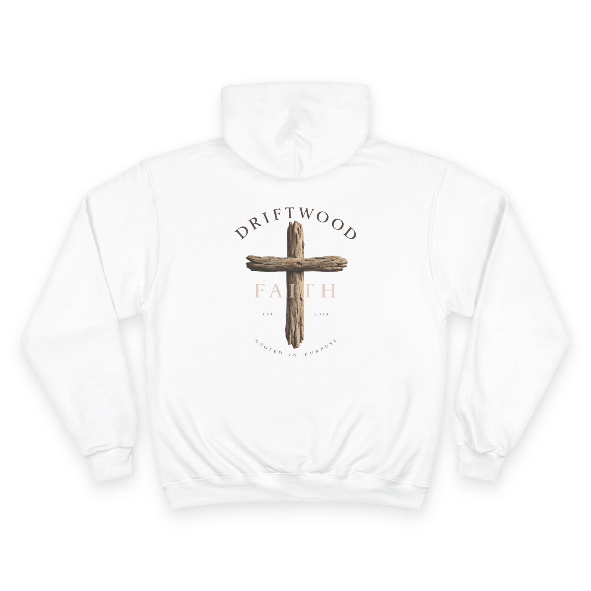 Driftwood Faith Hoodie — Rustic Cross Christian Champion Hoodie