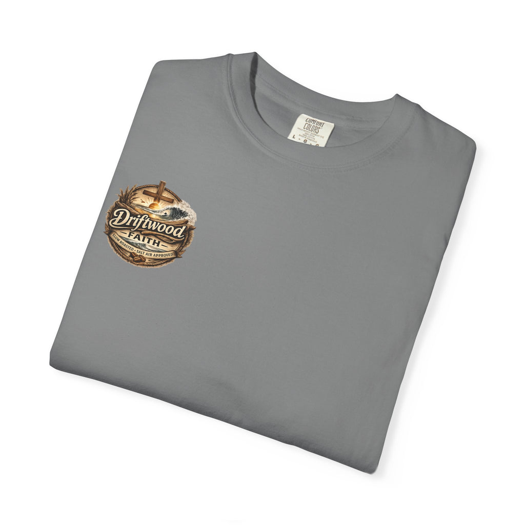 Driftwood Faith T‑Shirt — Nautical Christian Cross Beach Graphic Tee