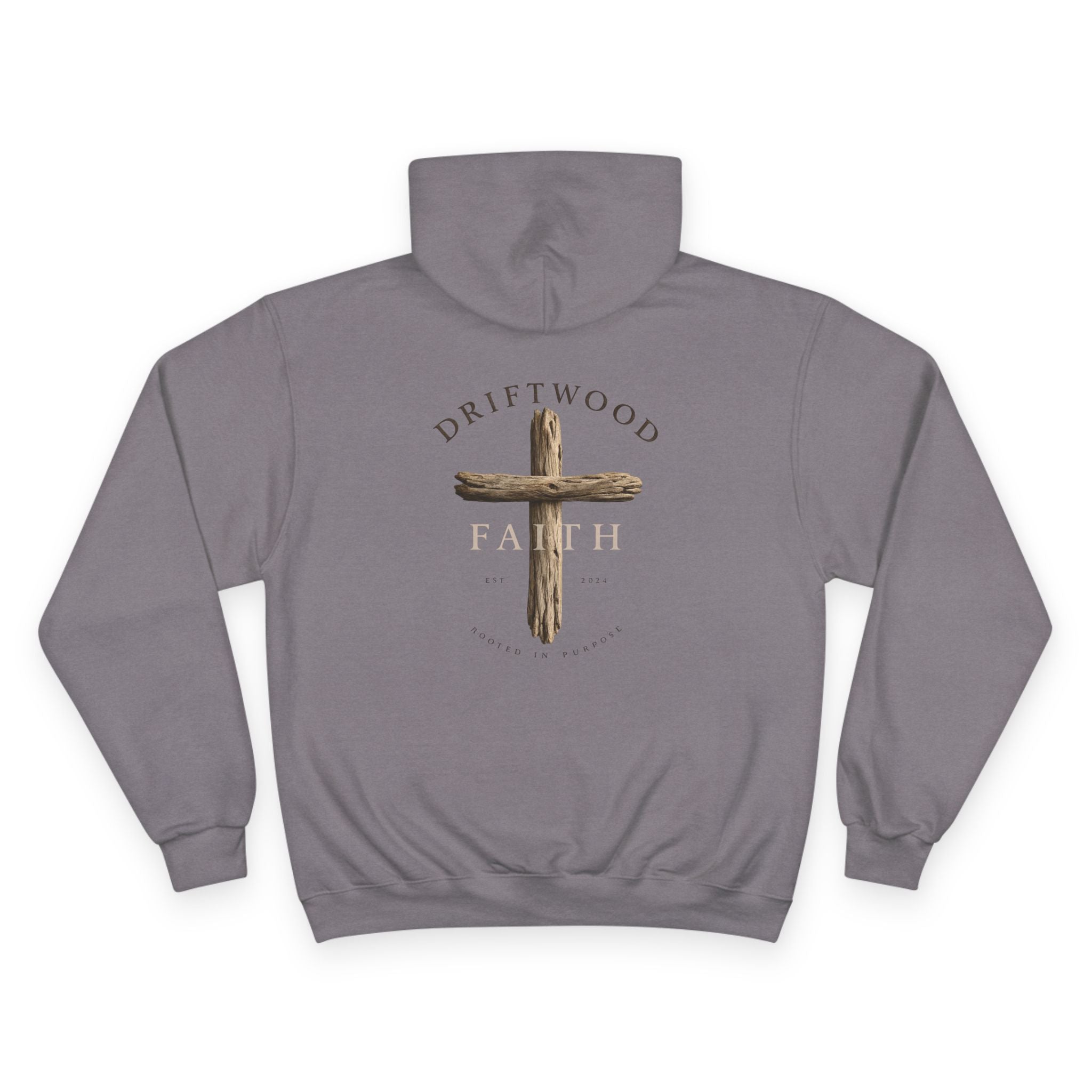 Driftwood Faith Hoodie — Rustic Cross Christian Champion Hoodie