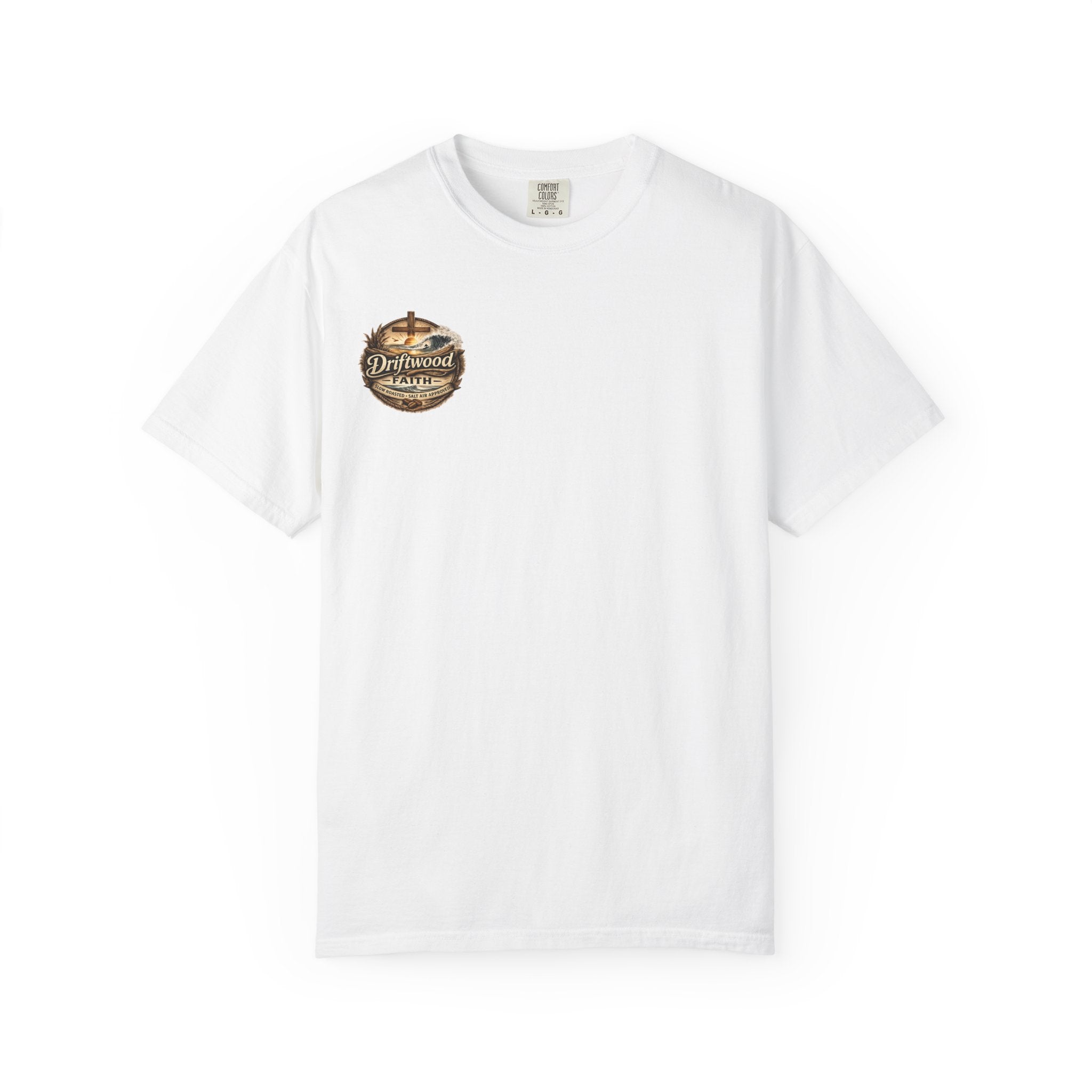 Driftwood Faith T‑Shirt — Nautical Christian Cross Beach Graphic Tee
