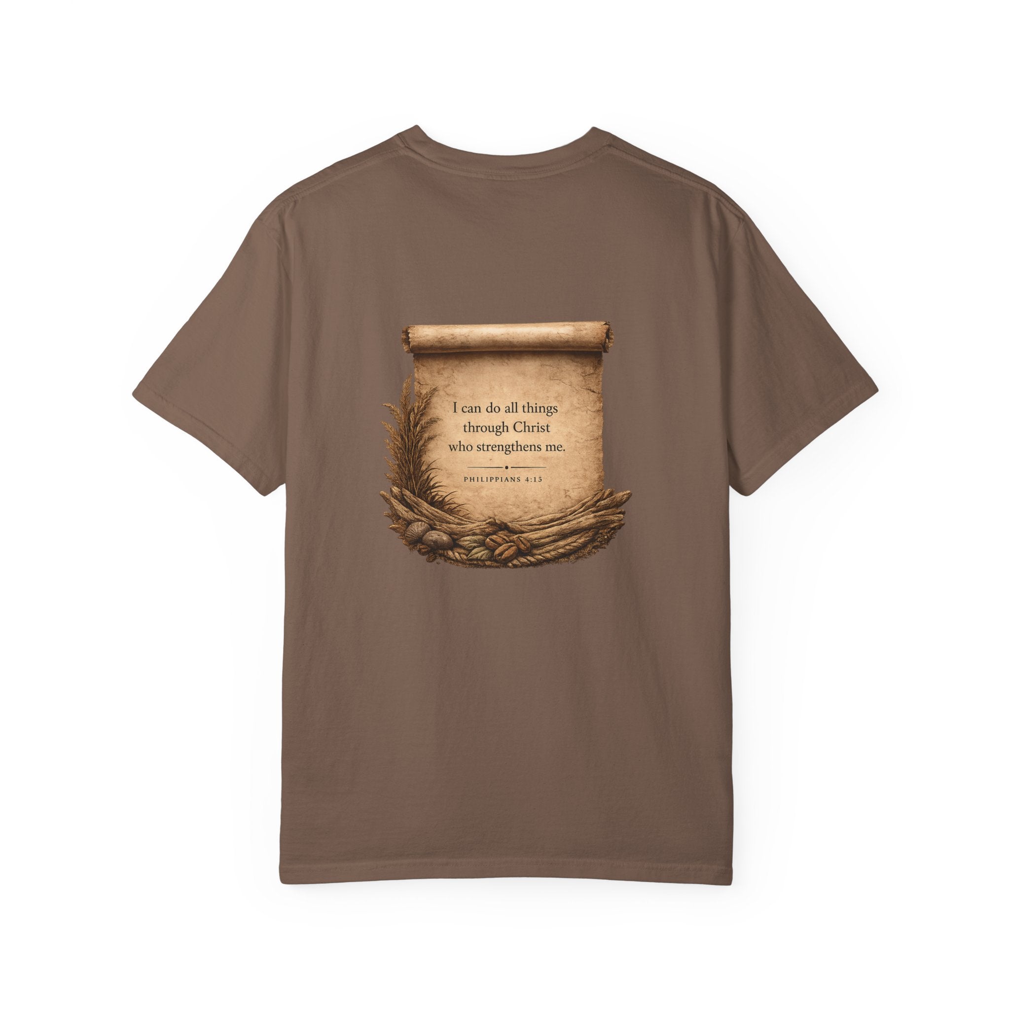 Christian Scroll T-Shirt — "I can do all things through Christ" Inspirational Faith Tee