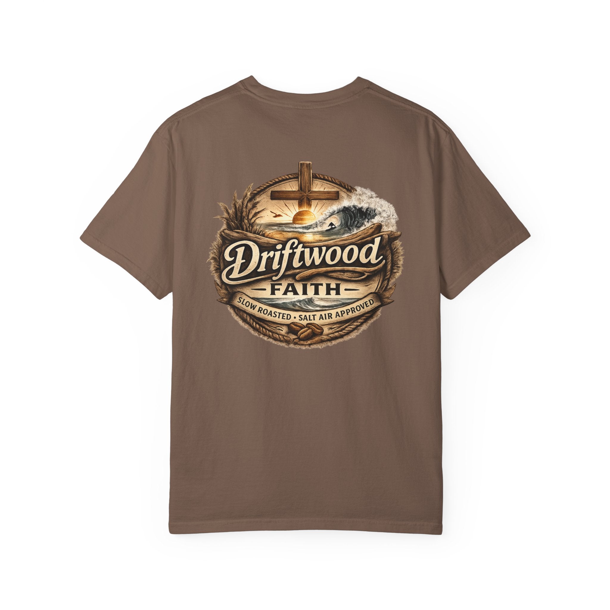 Driftwood Faith T‑Shirt — Nautical Christian Cross Beach Graphic Tee