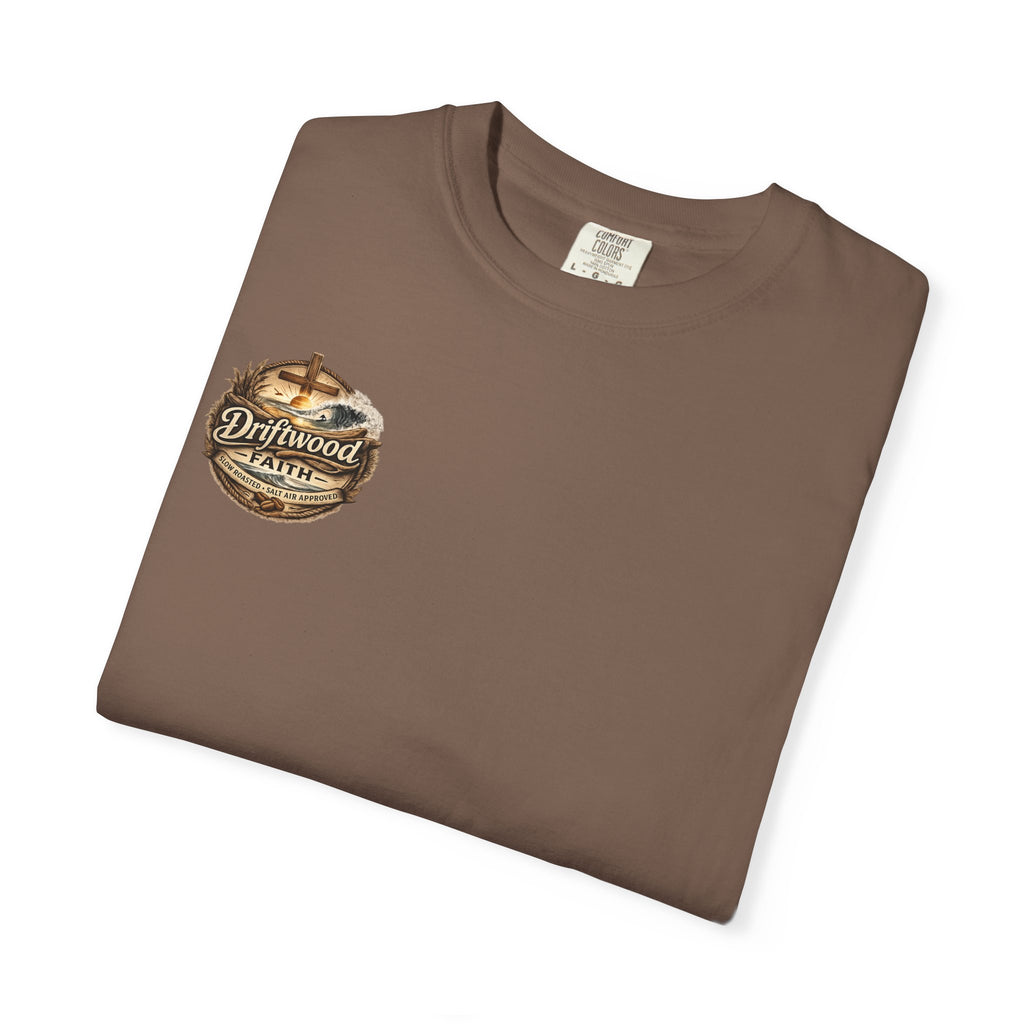 Driftwood Faith T‑Shirt — Nautical Christian Cross Beach Graphic Tee