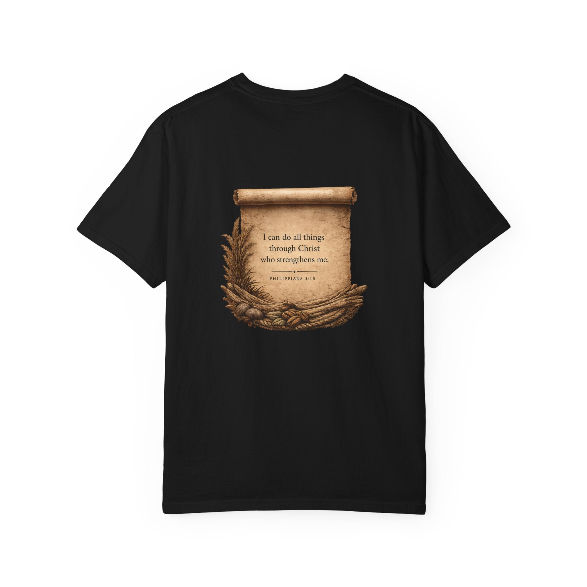 Christian Scroll T-Shirt — "I can do all things through Christ" Inspirational Faith Tee