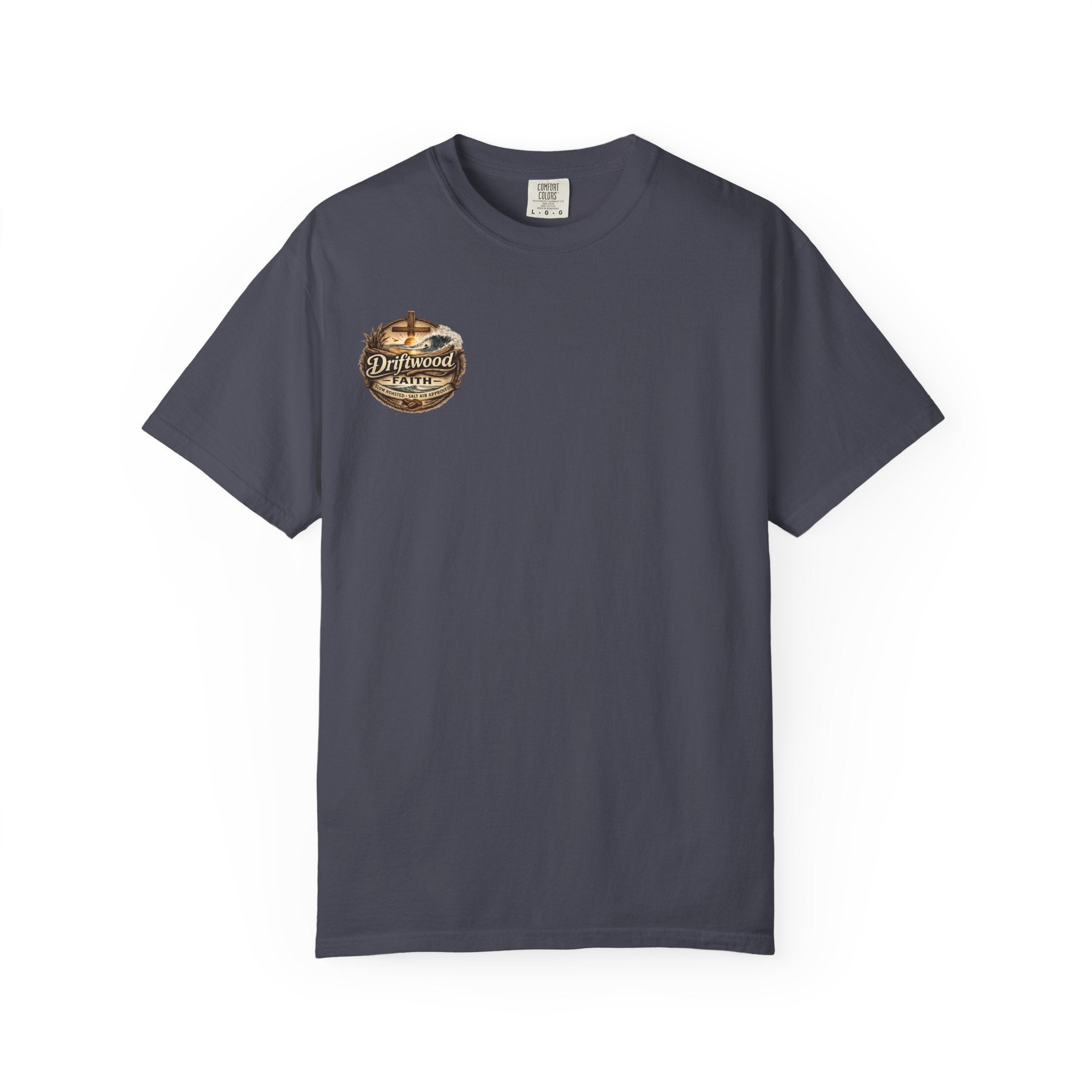 Driftwood Faith T‑Shirt — Nautical Christian Cross Beach Graphic Tee