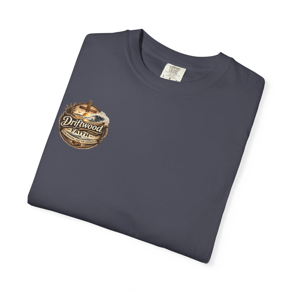 Driftwood Faith T‑Shirt — Nautical Christian Cross Beach Graphic Tee