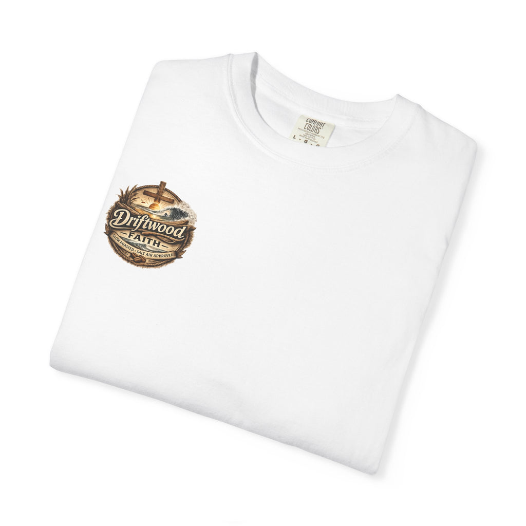 Driftwood Faith T‑Shirt — Nautical Christian Cross Beach Graphic Tee