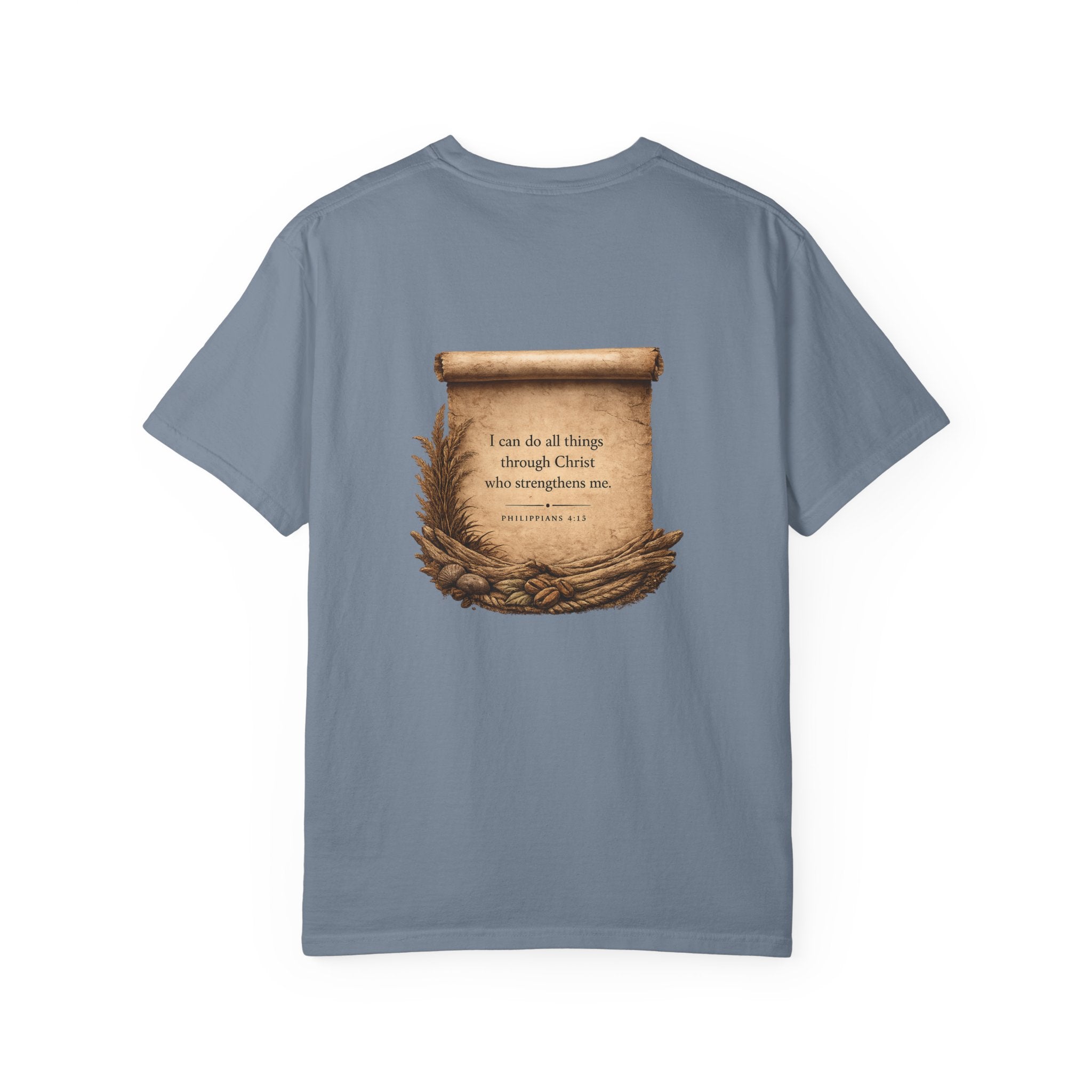 Christian Scroll T-Shirt — "I can do all things through Christ" Inspirational Faith Tee