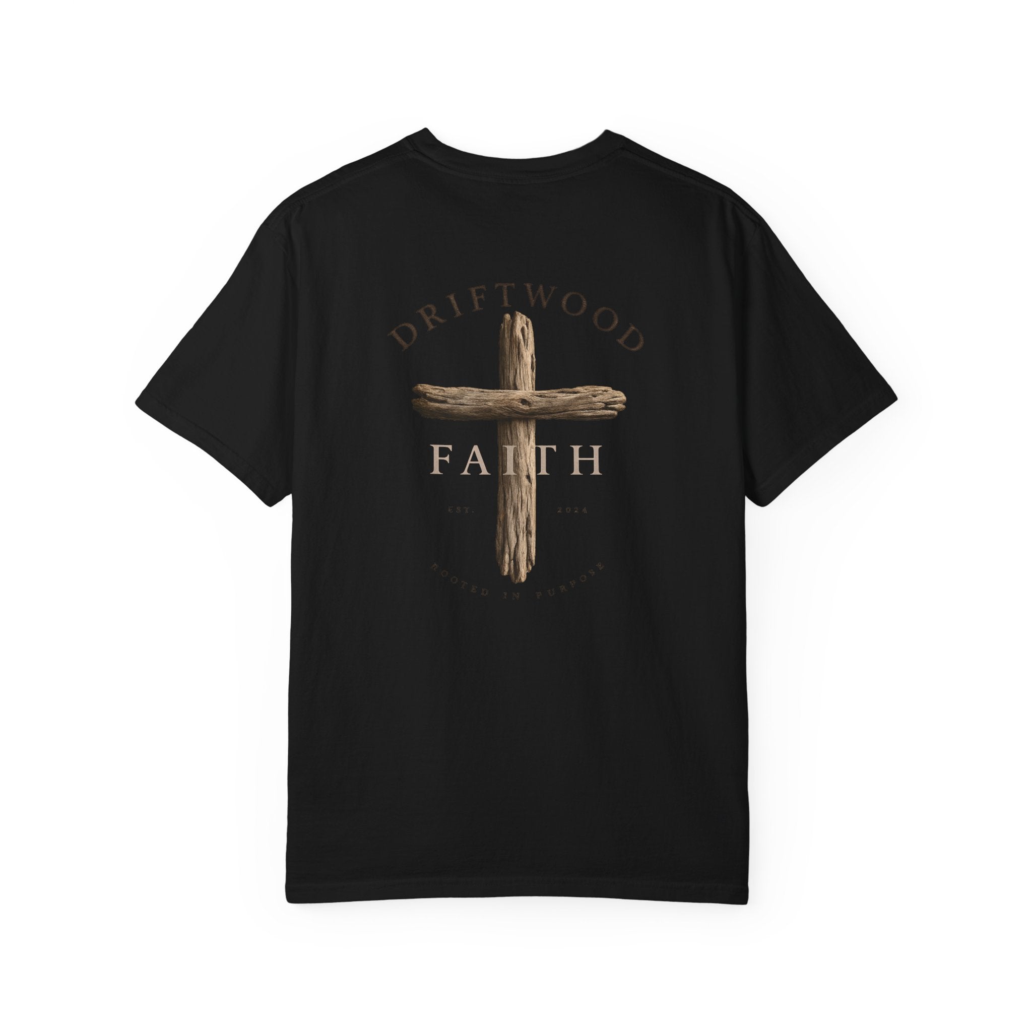 Driftwood Faith Cross T-Shirt — Rustic Christian Graphic Tee