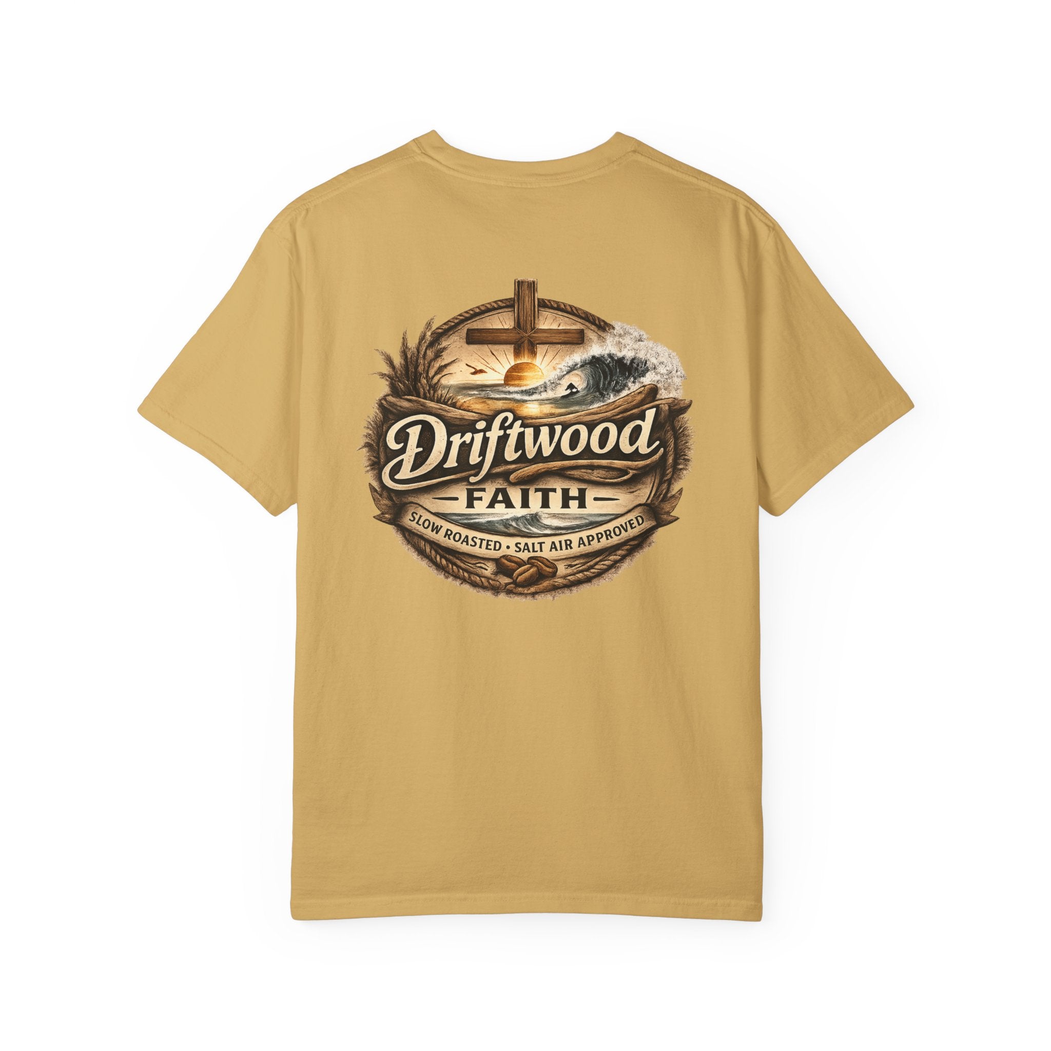 Driftwood Faith T‑Shirt — Nautical Christian Cross Beach Graphic Tee