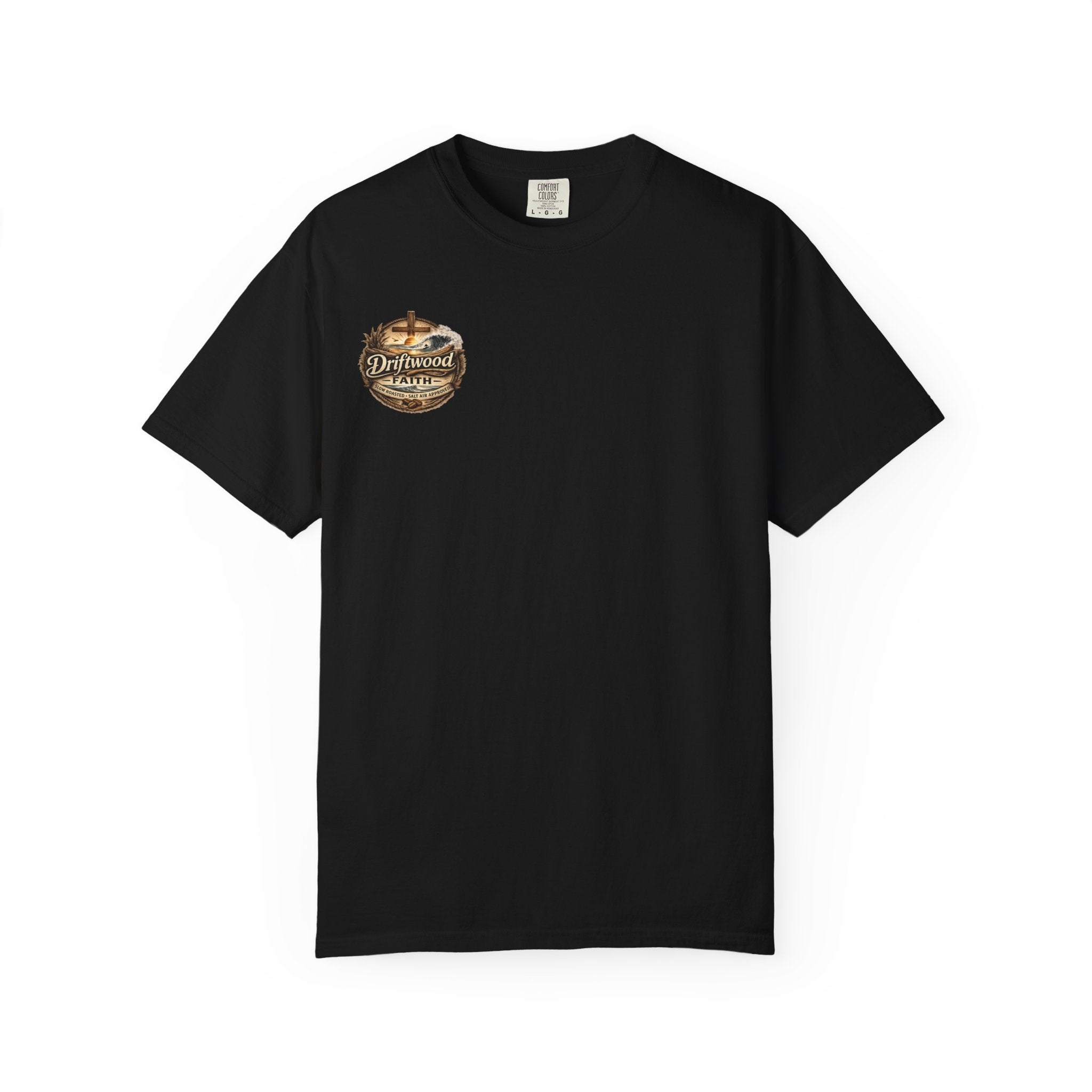 Driftwood Faith T‑Shirt — Nautical Christian Cross Beach Graphic Tee