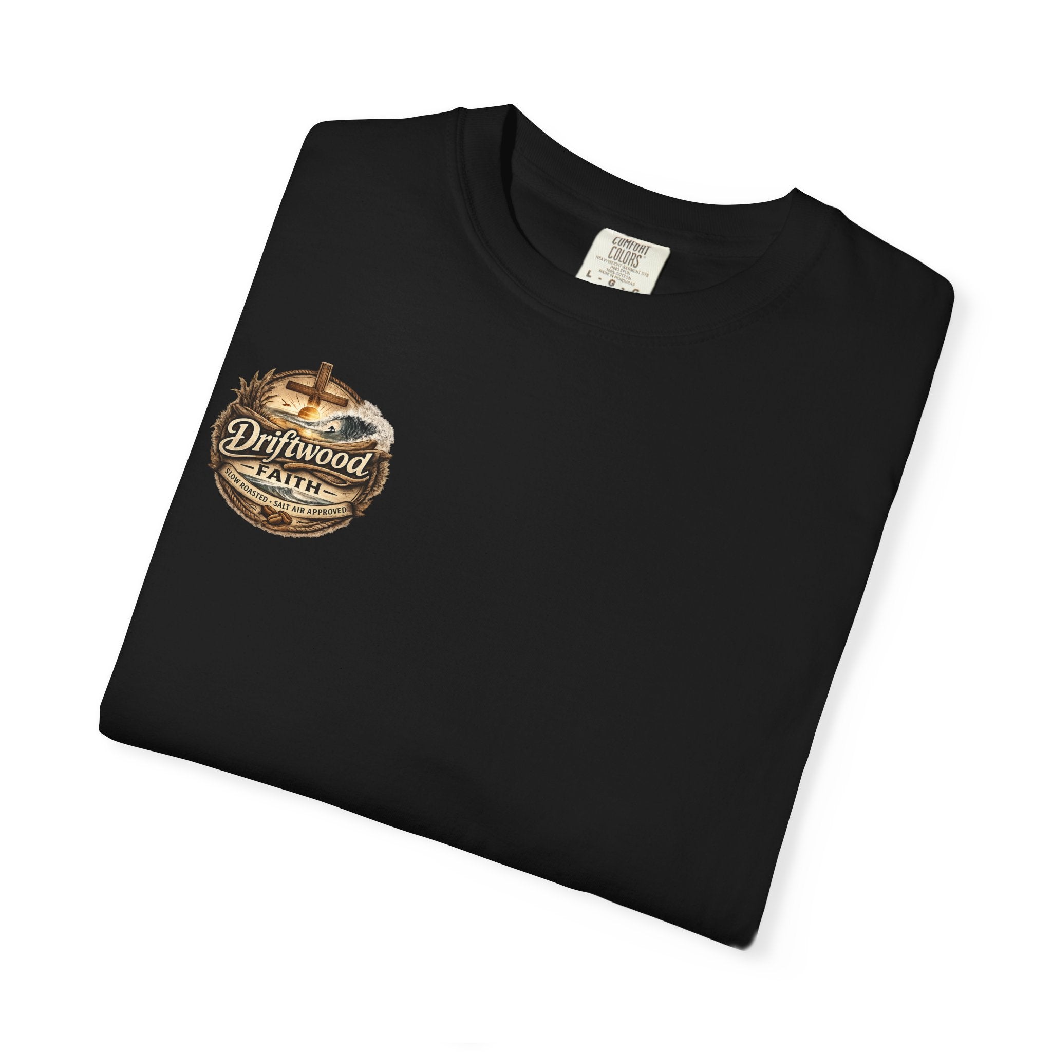 Driftwood Faith T‑Shirt — Nautical Christian Cross Beach Graphic Tee