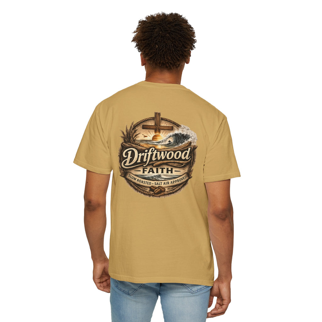 Driftwood Faith T‑Shirt — Nautical Christian Cross Beach Graphic Tee